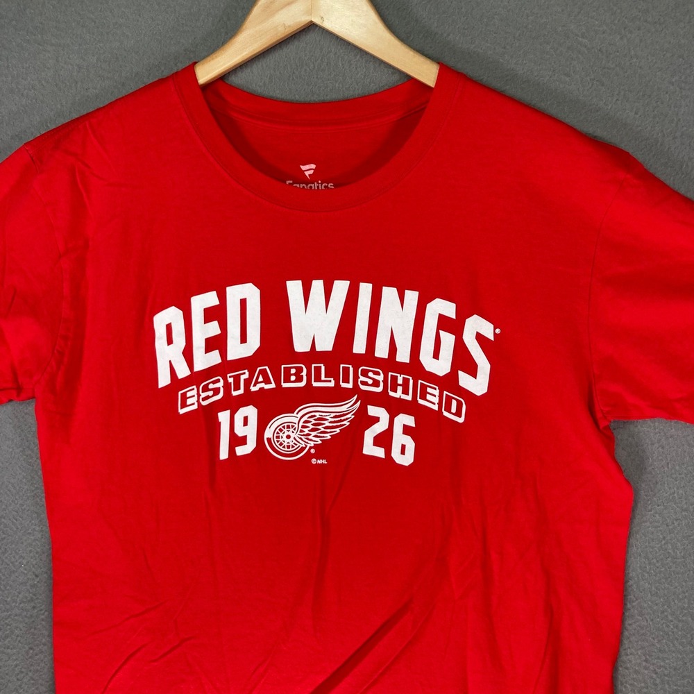 Detroit Red Wings T-Shirt Men's Large Red Fanatics NHL Hockey 1926 Graphic Tee